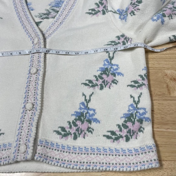 LOVESHACKFANCY Boscom Cardigan Floral Jacquard Knit Sweater Size XL 0071 - Picture 9 of 13